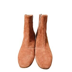 Earth‎ Ankle Boots Suede Braided Detail Side Zip Block Heel Women Size 7.5